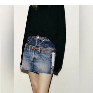 Zara Double Denim Mini Skirt